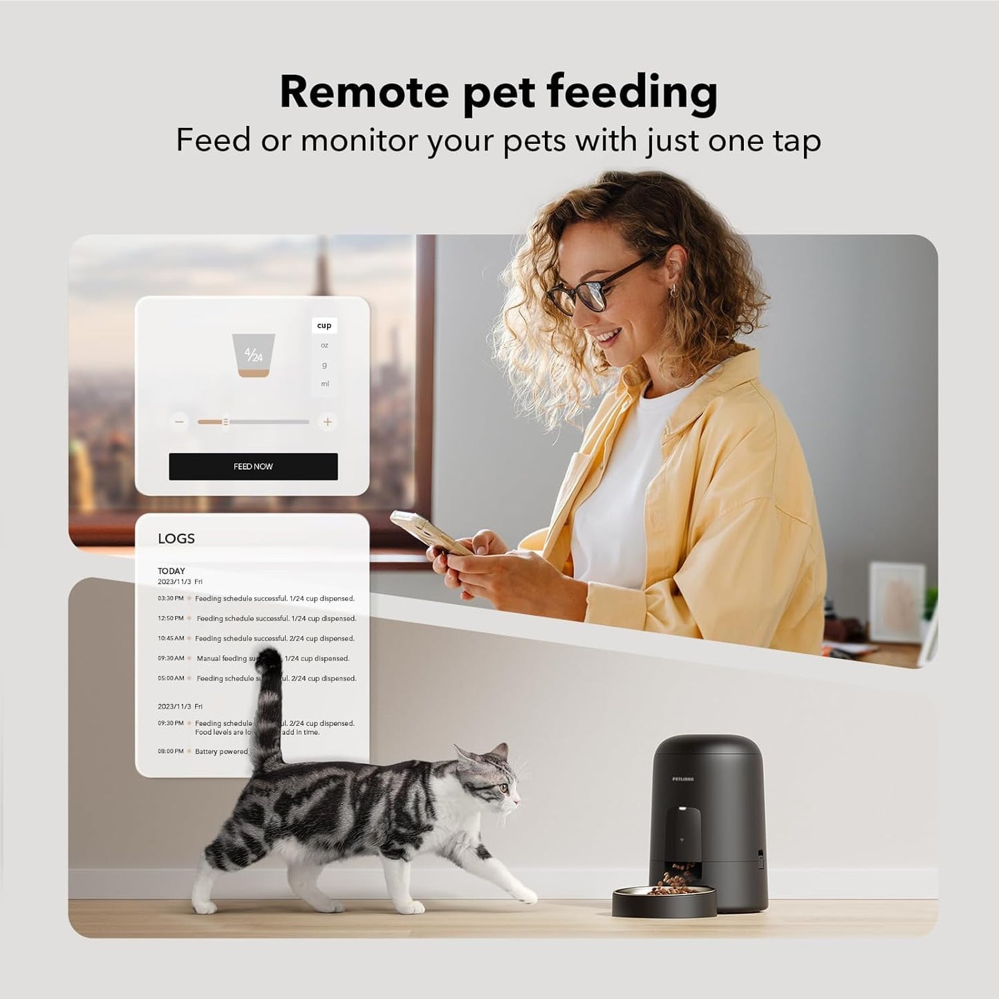 PETLIBRO Automatic 2L PET Feeder, Wi-Fi Rechargeable