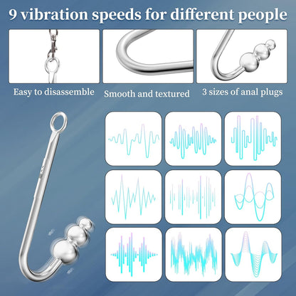 Vibrating Anal Hook BDSM Sex Bondage - Neck to Wrist Restraints Kit