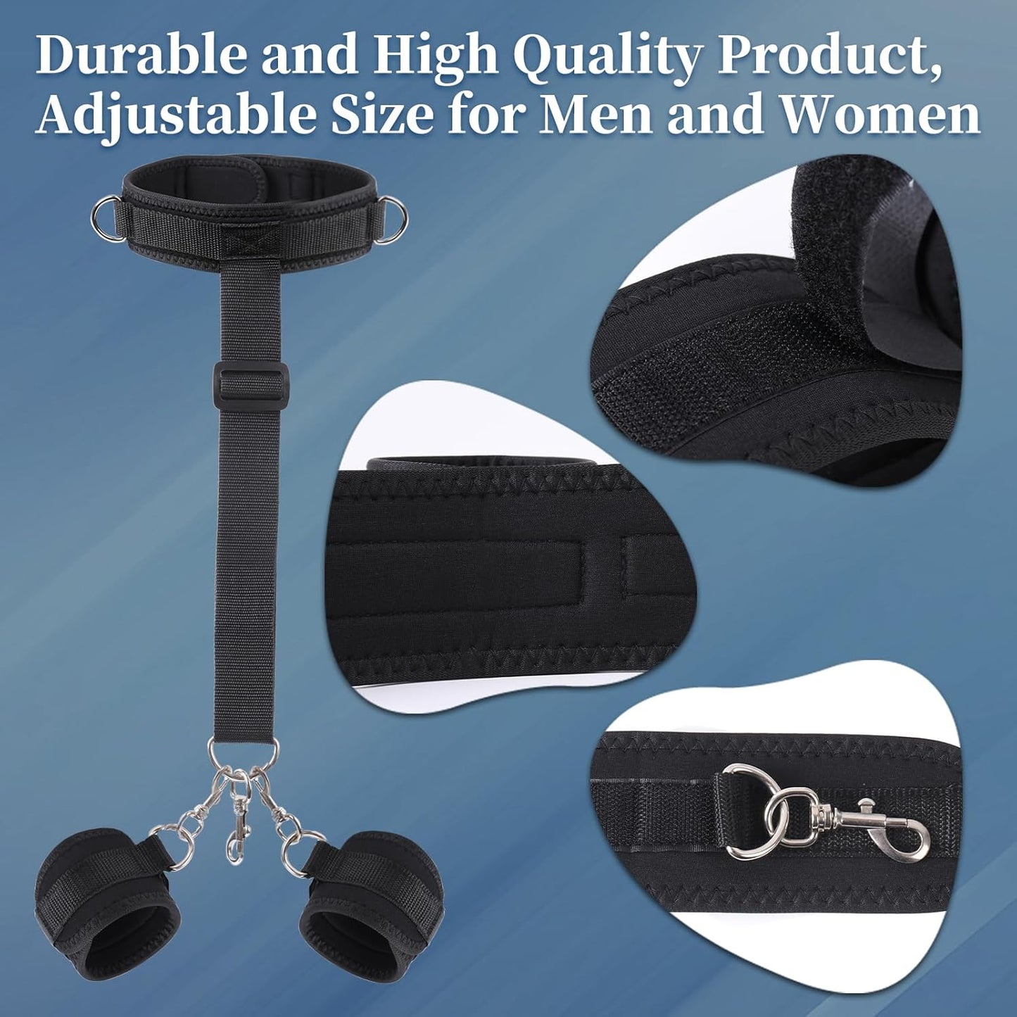 Vibrating Anal Hook BDSM Sex Bondage - Neck to Wrist Restraints Kit