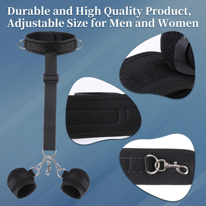 Vibrating Anal Hook BDSM Sex Bondage - Neck to Wrist Restraints Kit